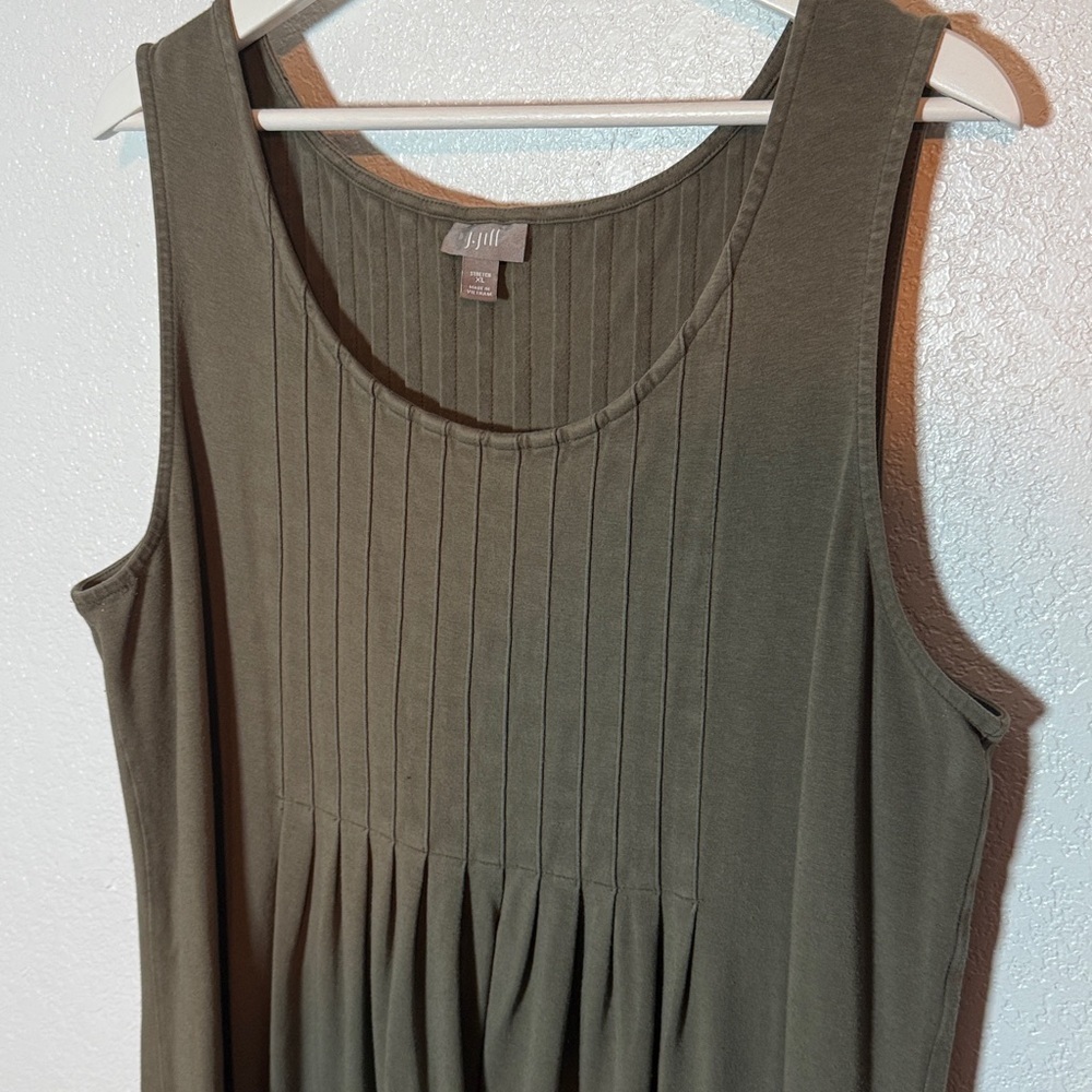 J. Jill Green Pleated Bust Maxi Dress Pima Cotton Modal Size XL - Picture 2 of 7